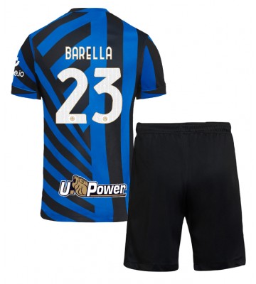 Inter Milan Nicolo Barella #23 Hemmakläder Barn 2024-25 Kortärmad (+ Korta byxor)